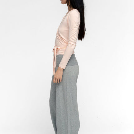 BALLERINA WRAP TOP IN POWDER PINK