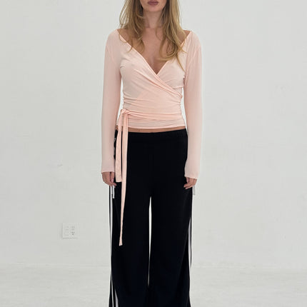 BALLERINA WRAP TOP IN POWDER PINK