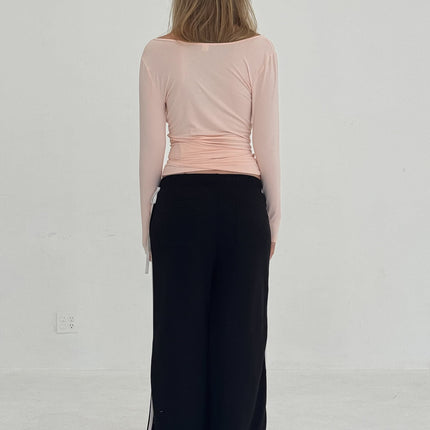 BALLERINA WRAP TOP IN POWDER PINK
