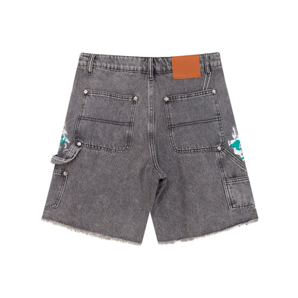 GREY SPLIT PAINTERS SHORTS