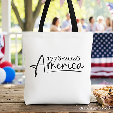 250 Years American Anniversary Tote Bag, 4th of July Minimalistic Patriotic 1776–2026 Gift Shopper