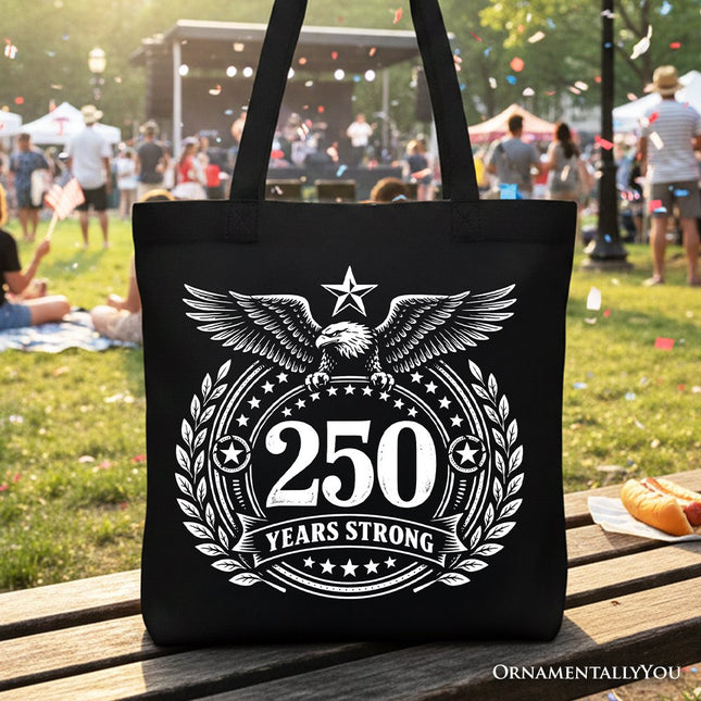 America 250 Years Strong Eagle Tote Bag, 4th of July USA Patriotic 1776–2026 Gift Shopper