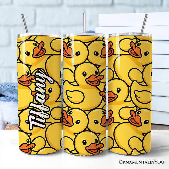Rubber Ducky Print 20oz Personalized Tumbler With Lid and Stainless Steel Straw, Fun Cartoon Animal Gift Cup