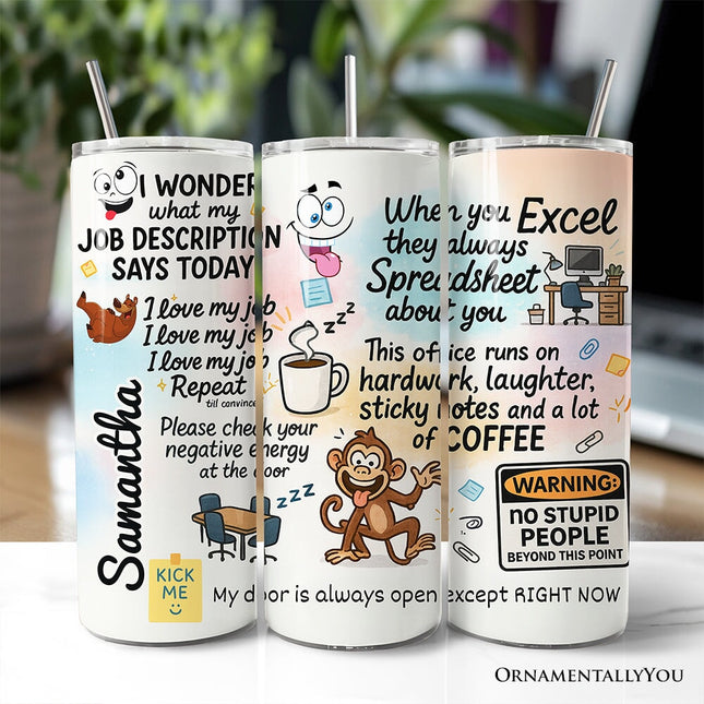 Sarcastic Coworker 20oz Personalized Tumbler With Lid and Stainless Steel Straw, Funny Office Quotes Gift Cup