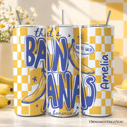 That's Bananas Summer 20oz Personalized Tumbler With Lid and Stainless Steel Straw, Funny Tropical Fruit Gift Cup