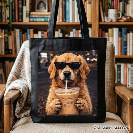Golden Retriever Iced Coffee Tote Bag, Funny Dog Parents Gift Shopper