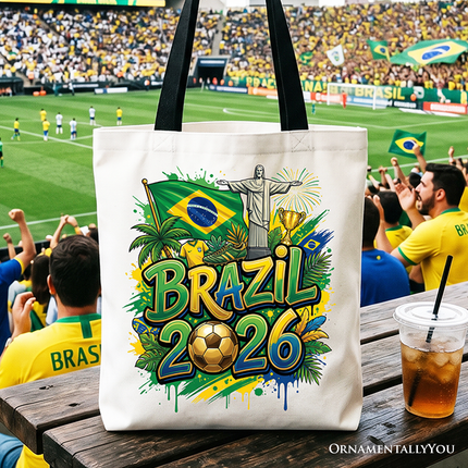 Brazil 2026 Soccer Cup Global Championship Tote Bag, Fans Football Gift Shopper