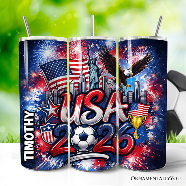 USA 2026 Soccer Cup Global Championship 20oz Tumbler With Lid and Stainless Steel Straw, Fans Football Gift Cup