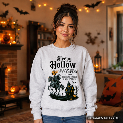 Headless Horseman Sleepy Hollow Halloween Light Sweatshirt, Dead and Breakfast Retro Sweater
