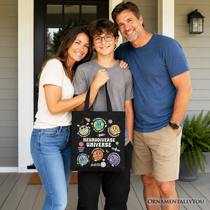 Neurodiverse Universe Autism Space Tote Bag, Colorful Autism Awareness Education Gift Shopper
