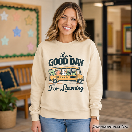 Vintage Good Day for Learning School Bus Sweatshirt, Back to School Sweater