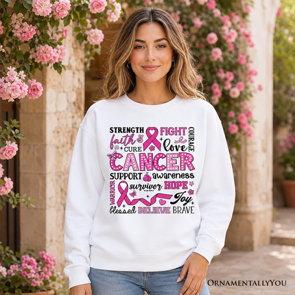 Breast Cancer Awareness Ribbon Sweatshirt, In October We Wear Pink Support Sweater