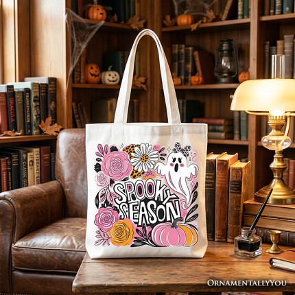 Spooky Teacher Neon Ghost Tote Bag, Retro Halloween Gift Shopper for Educators