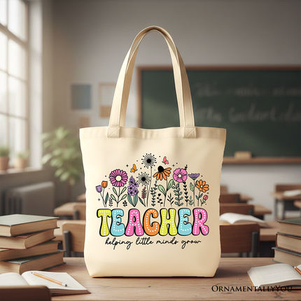 Helping Little Minds Grow Teacher Tote Bag, Floral Appreciation Gift Shopper