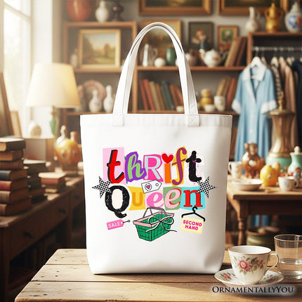 Thrift Queen Tote Bag, Colorful Second Hand Shopping Gift Shopper