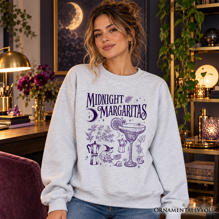 Midnight Margaritas Halloween Sweatshirt, Whimsical Sweater for Drinking Witches