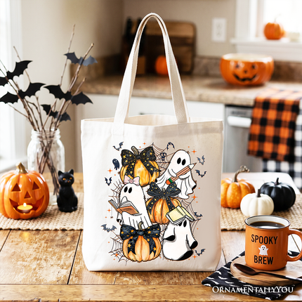 Pink Halloween Ghost Tote Bag, Coquette Spooky Season Gift Shopper for Girly Aesthetic