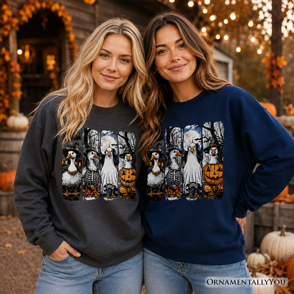 Halloween Goose in Costume Sweatshirt, Spooky Fall Geese Sweater for Bird Enjoyers