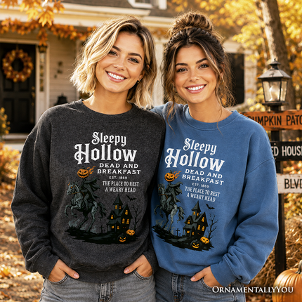 Headless Horseman Sleepy Hollow Halloween Dark Sweatshirt, Dead and Breakfast Retro Sweater