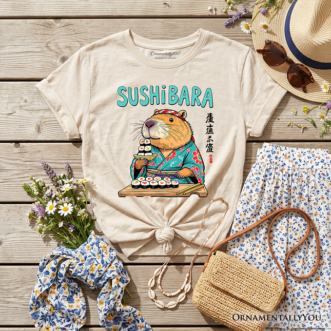 Sushibara Capybara Kids T-Shirt, Funny Sushi Animal Tee for Youth