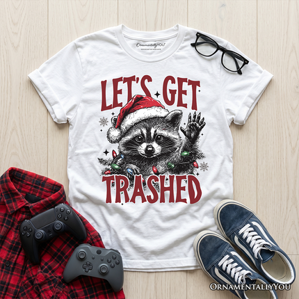 Kids Let's Get Trashed Christmas Raccoon T-Shirt, Funny Youth Tee