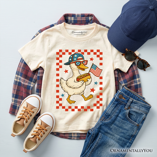 Kids 4th of July Patriotic Duck T-Shirt, Funny Youth Independence Day Tee