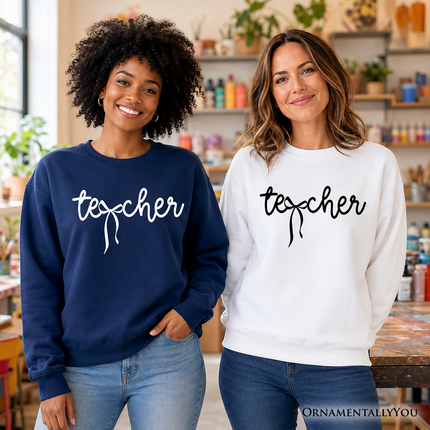 Teacher Coquette Bow Sweatshirt, Minimalist Back to School Sweater
