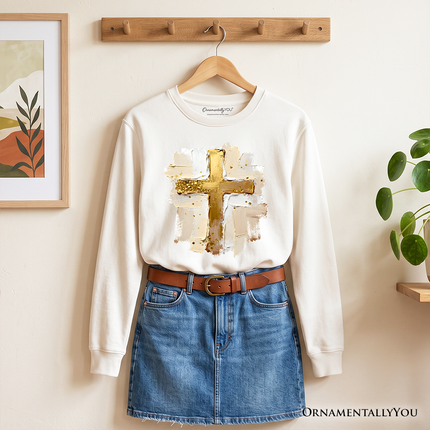 Oil Brushstroke Cross Sweatshirt, Christian Faith Jesus Easter Sweater