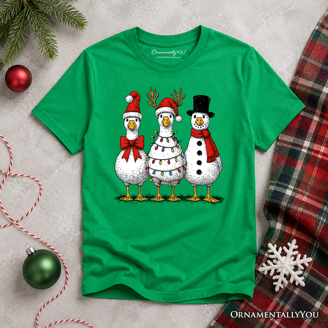 Kids Vintage Christmas Silly Goose T-Shirt, Snowman Spoof Winter Youth Tee