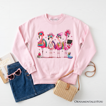 Flamingo Back to School Sweatshirt, Cute Sweater With Tropical Birds
