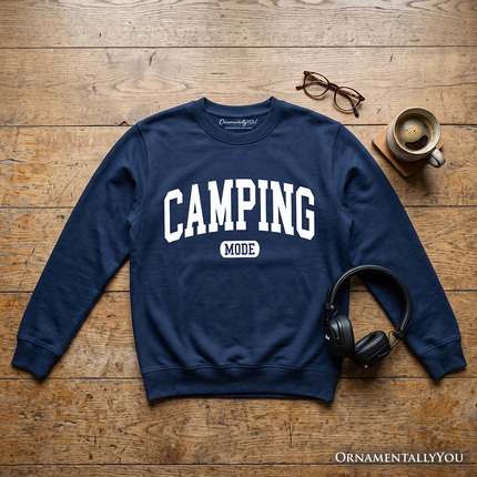 Camping Mode Varsity Sweatshirt, Minimalist Outdoors Sweater