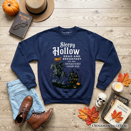 Headless Horseman Sleepy Hollow Halloween Dark Sweatshirt, Dead and Breakfast Retro Sweater