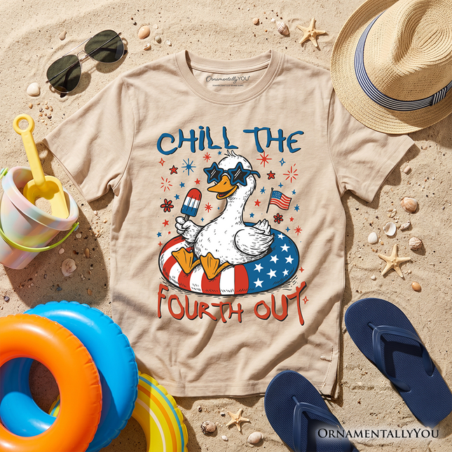Kids Chill The Fourth Out Goose T-Shirt, Funny Youth Patriotic 4th of July Tee