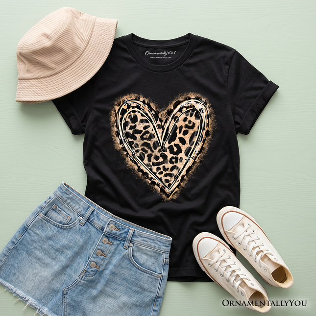 Kids Leopard Heart Valentine T-Shirt, Watercolor Love Tee for Youth
