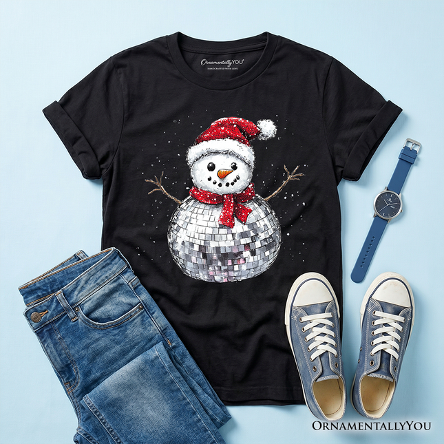Kids Disco Snowman Christmas T-Shirt, Retro Holiday Youth Tee for Dancers