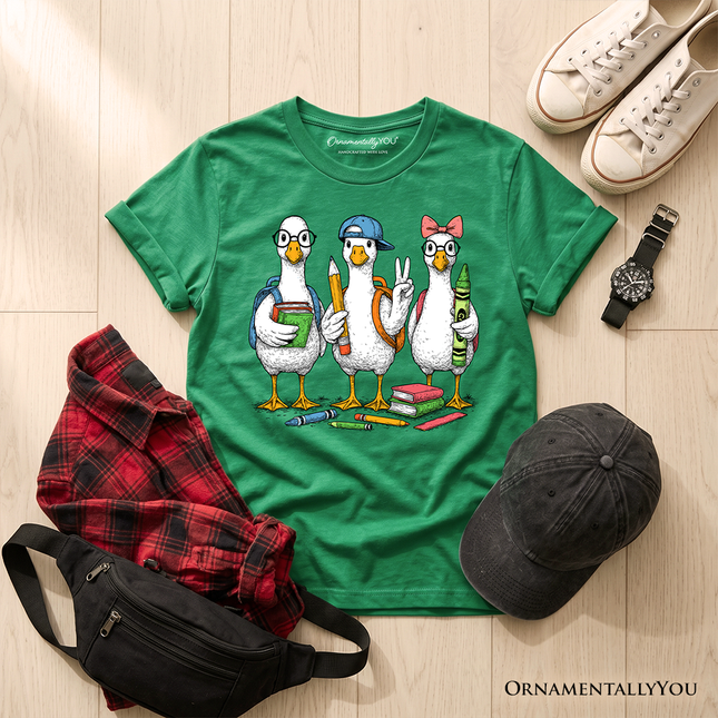 Kids Goose Back to School T-Shirt, Cute Youth Student Classroom Tee