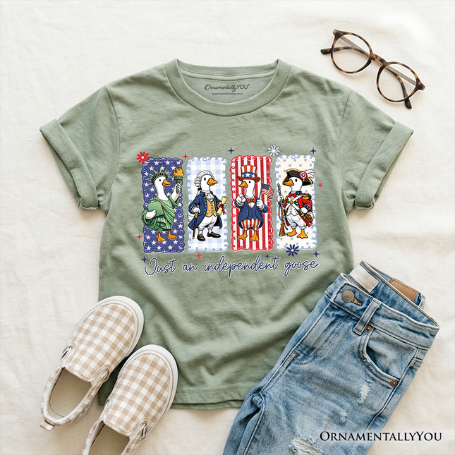 Kids Just An Independent Goose Patriotic T-Shirt, Funny Youth 4th of July Tee