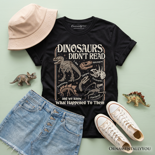 Kids Dinosaurs Didn't Read T-Shirt, Funny Youth Tee for Book Lovers
