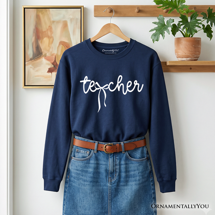 Teacher Coquette Bow Sweatshirt, Minimalist Back to School Sweater