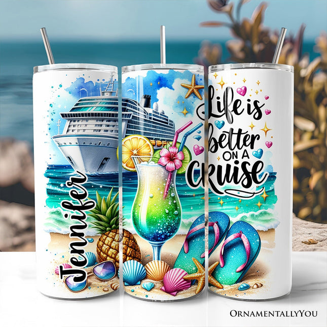 Cruise Trip 20oz Personalized Tumbler With Lid and Stainless Steel Straw, Family Vacation Travel Mug Gift