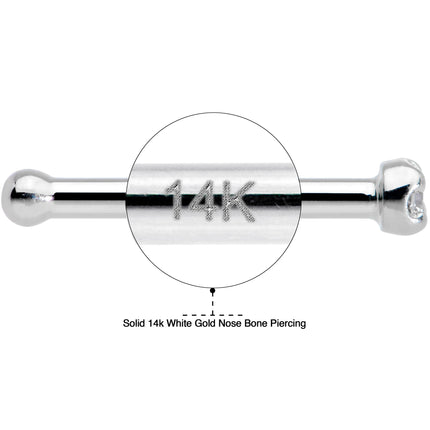 18G Solid 14k White Gold 1.5mm Genuine Diamond Nose Bone