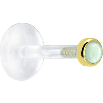 16G 5/16 Solid 14K Yellow Gold 2mm Genuine Aventurine Quartz Bioplast Tragus Earring Stud