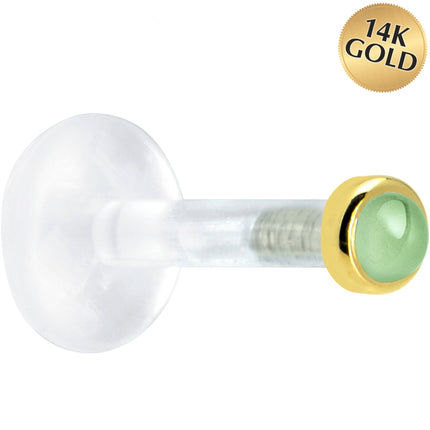 Solid 14K Yellow Gold 2mm Genuine Peridot Bioplast Push in Monroe