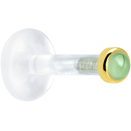 Solid 14K Yellow Gold 2mm Genuine Peridot Bioplast Push in Monroe