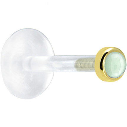 16G 1/4 Solid 14K Yellow Gold 2mm Genuine Aventurine Quartz Bioplast Tragus Earring Stud