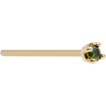 Solid 18K Yellow Gold 1.5mm Genuine Green Diamond Nose Ring