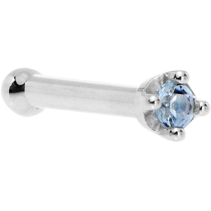 Solid 14K White Gold 1.5mm Genuine Topaz Nose Ring