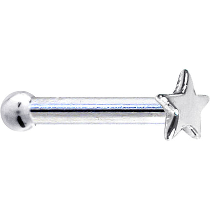 Solid 14K White Gold Star Nose Ring