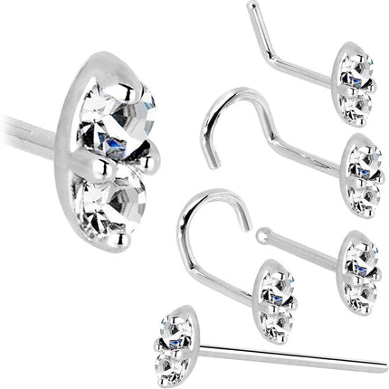 14k White Gold 1.5mm Genuine Diamond Marquise Nose Ring