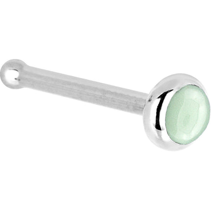 Solid 14K White Gold 2mm Aventurine Quartz Nose Ring